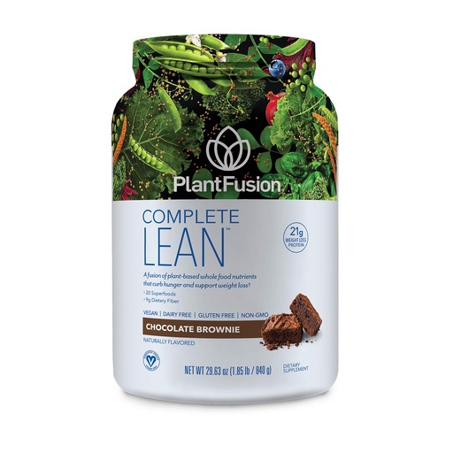 [BRSWKHYRBINROHIU] PlantFusion Complete Lean Plant Based Protein Powder - Prebiotic Fiber, Superfoods & Digestive Enzymes - Vegan, Gluten Free, Soy Free, Non-GMO - Chocolate Brownie 1.85 lb