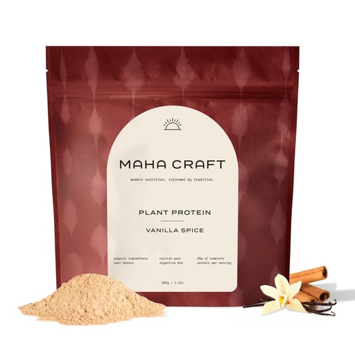 [BRSRAAIDOUHW233O] Plant-Based Protein Powder – Vanilla Spice, 25g Organic Vegan Protein, Prebiotic Fiber, Easy to Digest, No Gums, Enjoy Warm