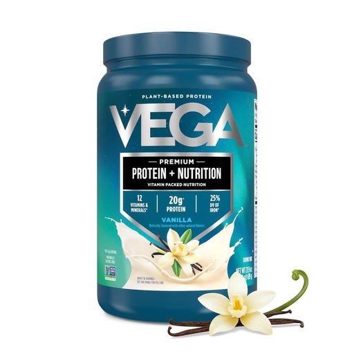 [BRSWKZIOBQIA2CLU] Vega Protein + Nutrition – 20g Plant Based Vegan Protein Powder, Vanilla for a Dairy-Free Protein Shake – Large Tub, 1.3lbs (18 Servings)