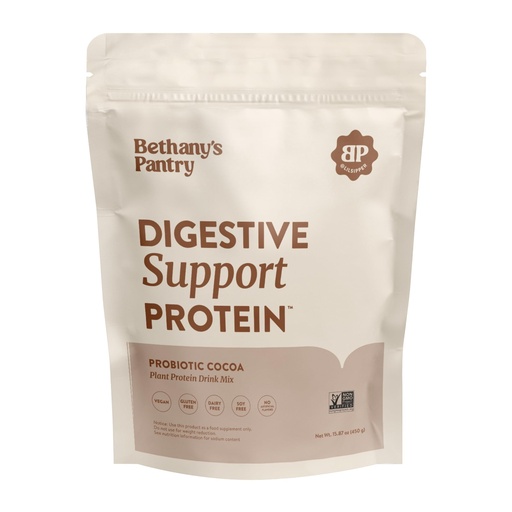 [BRSRAGA6BAIAIA3G] BETHANY'S PANTRY Digestive Support Protein Powder - Vegan Pea Protein with Probiotics & L-Glutamine - Only 5 Ingredients, Non-GMO Project Verified, No Artificial Sweeteners, Gluten Free (Cocoa)