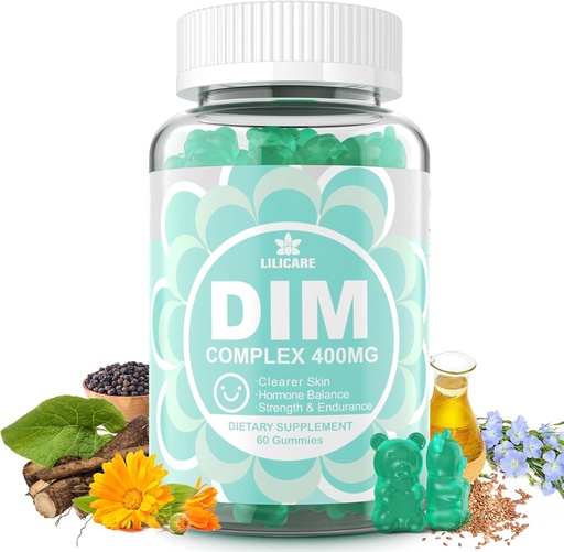 [BRSRMHQLBYDQKFD7] DIM Supplement Qadınlar 400mg, Qadınlar üçün Estrogen Supplement, Kişilər və Qadınlar üçün Sugar Free DIM Gummies w/ Biotin, Flaxseed Oil, Burdock, Calendula, Hormon Balance üçün BioPerine, Menopause & Prostate 60Cts