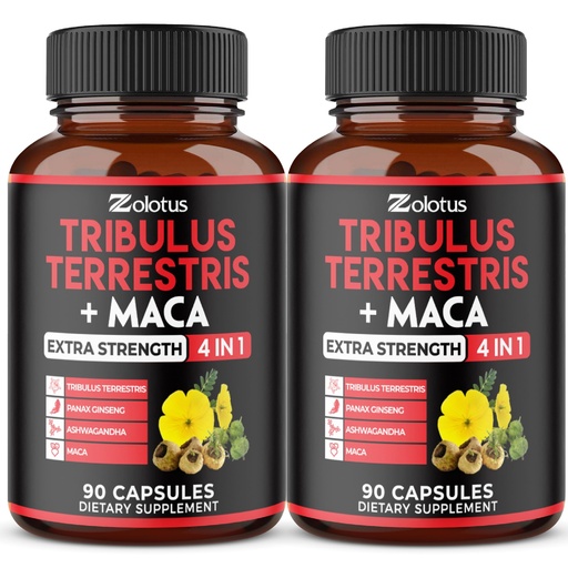[BRSW2GL2O4FW2C3D] Zolotus 2 Packs Tribulus Terrestris with Maca Root Ashwagndha Root, Panax Ginseng - 6 Months Supply