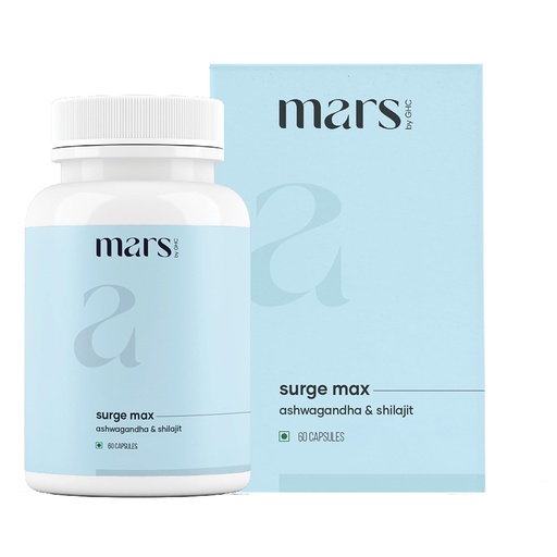 [BRSRAGAFDMOWEELF] Mars Surgemax Natural Capsules with Shilajit & Safed Musli | Supports Energy, Strength & Immunity | for Active Lifestyle | 60 Capsules | Pack of 1