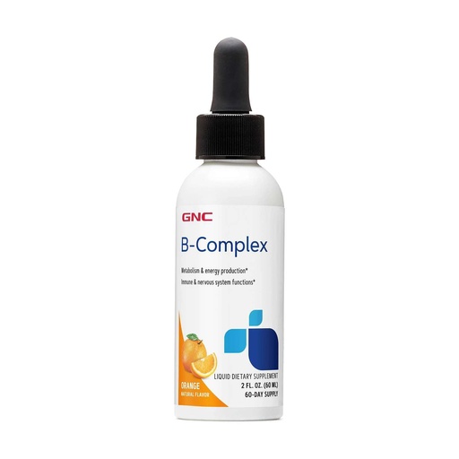 [BRSRMCYDO4CRGE3A] GNC B-Complex Liquid - Vitamin B-Complex - Nutrient-Rich Liquid Dietary Supplement - Easy Absorption - Gluten-Free & Dairy-Free - Orange - 2 Fl Oz (60 Servings)