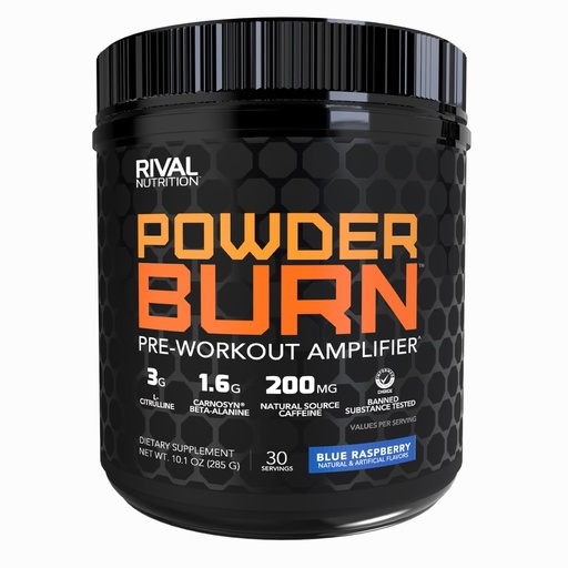 [BRSRACT5PIDWOFDP] Rival Nutrition Powder Burn Pre-Workout Energy Powder for Men and Women I 3g L-Citrulline, 1.6g Beta-Alanine, 625mg Electrolytes, 200mg Natural Caffeine Per Serving I Blue Raspberry, 30 Servings