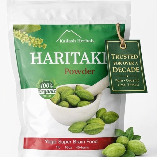 [BRSWKFYQDMCWAFTC] Kailash Herbals Organic Haritaki Powder | The King of Herbs |1 Pound (16 oz) – Terminalia Chebula – Ayurvedic Digestive, Pineal Gland Support – Vegan, Non-GMO