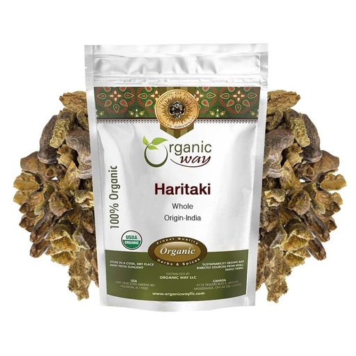 [BRSRA2YTB4MQI2AU] Organic Way Haritaki Whole (Chebulic Myrobalan) | Terminalia Chebula (Yellow Myrobalan) | Kosher & USDA Certified | Vegan, Non-GMO & Gluten Free | 100% Raw from India (8 oz - 1/2 lbs)