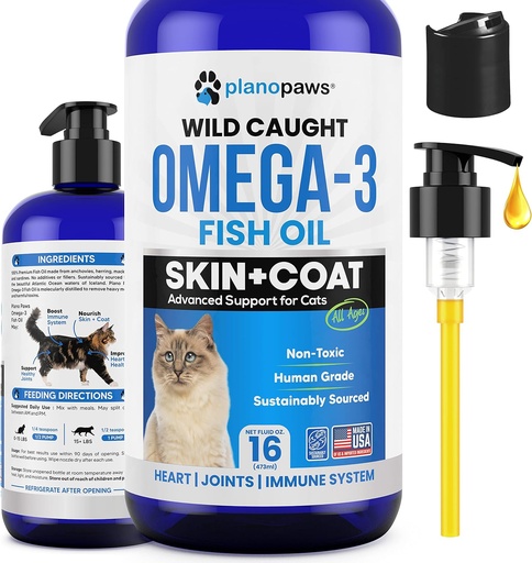 [BRSW2FQLOJ5BUYDH] Omega 3 Fish Oil for Cats - Better Than Salmon Oil for Cats - Kitten + Cat Vitamins and Supplements - Cat Health Supplies - Cat Dandruff Treatment - Liquid Fish Oil for Pets - Cat Shedding Products
