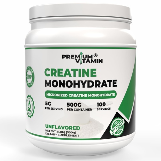 [BRSRGYA5AUFG23L3] Creatine Monohydrate Powder – 100% Pure Micronized Unflavored Creatine for Men & Women - Muscle Growth, Power & Recovery – 100 Servings, 500g