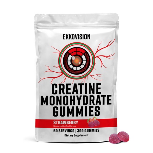 [BRSREZT5BN6WECDL] Ekkovision Creatine Monohydrate Gummies for Men and Women, Orange Citrus Flavor, Sugar Free Creatine Gummies for Pre Workout, Muscle Strength and Recovery, Vegan & Travel Friendly, 300 Ct, 60 Servings
