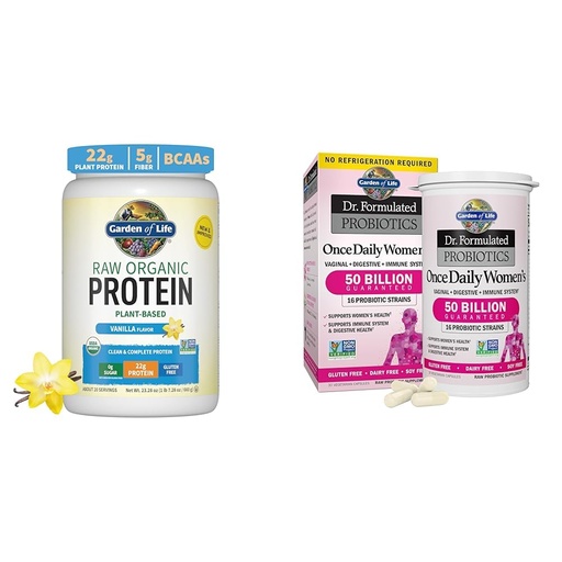 [BRSROAINAACWACYZ] Garden of Life Organic Vegan Vanilla Protein Powder 22g Complete Plant Based Raw Protein & BCAAs Plus Probiotics & Digestive Enzymes for Easy Digestion – Non-GMO &