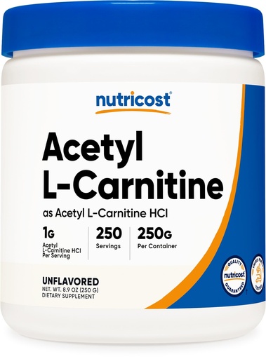 [BRSWKYQ3OAJRSDIV] Nutricost Acetyl L-Carnitine (ALCAR) 250 Grams Powder - 1G Per Serving - 250 Servings