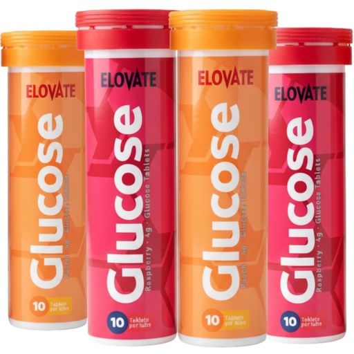 [BRSRGAYOCIFWADYZ] ELOVATE Fast Acting Glucose Tablets, Peach & Raspberry Variety – Raise Low Blood Sugar, 15g Per Serving, Chewable, Gluten Free – 4 Tubes (40 Count, Multiflavor)