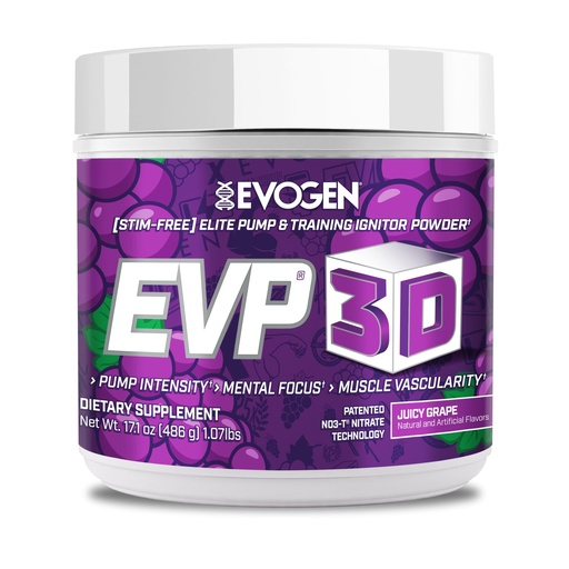 [BRSRE2YEA4FBQHQV] Evogen EVP 3D - Stim Free Pre Workout Powder for Men & Women | Sugar Free Non Stim Preworkout with Beta Alanine and Creatine for Energy & Pump | Juicy Grape | 40 Servings
