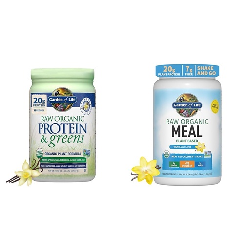 [BRSROAIKCEMWAHTL] Garden of Life Raw Organic Protein & Greens Vanilla & Vegan Protein Powder - Raw Organic Meal Replacement Shakes