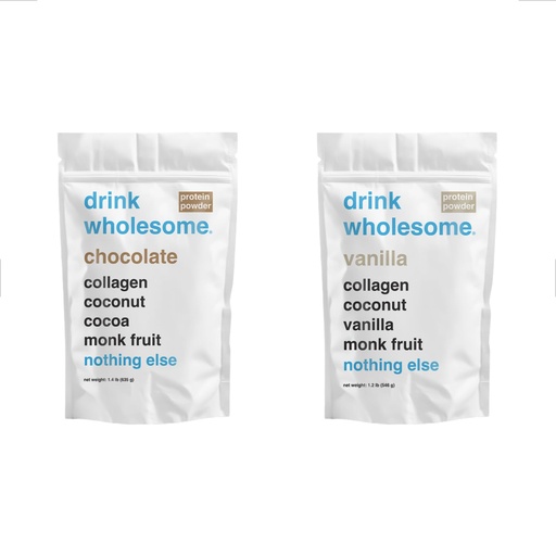 [BRSRGGQ2AF6WYADD] drink wholesome Chocolate and Vanilla Collagen Protein Powder Bundle