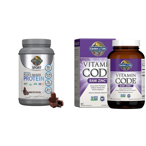 [BRSRAYYYOV6REYLL] Garden of Life Organic Vegan Sport Protein Powder with Raw Zinc for Immune Support, Skin Health, 30g Protein, Vitamin C, Probiotics