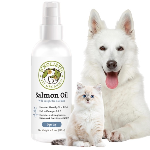 [BRSWIY33DMAWOFIV] Wholistic Pet Organics Wild Alaskan Salmon Oil for Dogs and Cats - Omega 3 Fish Oil for Dogs & Cats - Cat & Dog Skin and Coat Supplement for Heart, Joints - DHA, EPA Omega 3 Liquid Food Topper - 4 oz