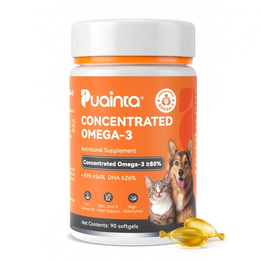 [BRSRGAYOBV7AIDT6] PUAINTA Omega 3 Fish Oil for Dogs & Cats, 80% EPA DHA, Skin & Coat, Itch & Shedding Support, Joint & Immune Health, Wild Icelandic Fish & Krill Oil Softgels (90 Count)