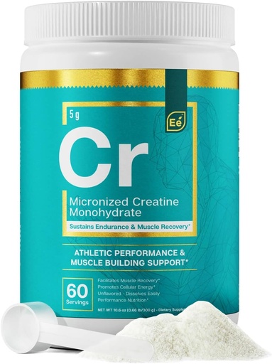 [BRSROGA6B56AK3TU] Essential Elements Micronized Creatine Monohydrate Powder for Men & Women - Unflavored & Easily Dissolved - 60 Servings