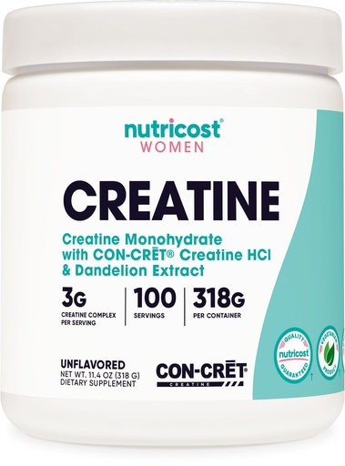 [BRSW2CQDAEBAG3DJ] Nutricost Creatine Monohydrate Powder for Women, Micronized, Unflavored, 100 Servings - Vegetarian, Non-GMO, Gluten Free