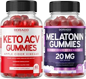 [BRSROAAOBEPQOEY4] Keto ACV Gummies (60 Count) Advanced Weight Loss Formula and Melatonin Gummies (180 Count) - Quick Dissolve Melatonin Gummy for Adults with High Potency - Non GMO, Vegan Supplement & Made in USA