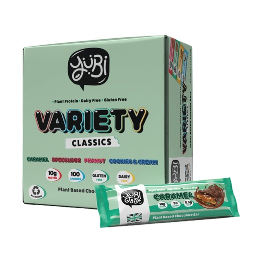 [BRSROEAHPNYAKC3B] YuBi Bars - Protein Bars - 12 Bar Variety Pack - 100 Calories, 10g of Protein, Low Sugar, Low Carb, Palm Oil Free/Non-GMO, Gluten Free, Dairy Free, Healthy Snack, Non-GMO - 14.8oz (12 Pack, Variety Box)