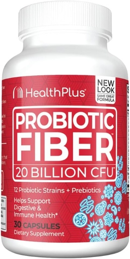 [BRSWGAQ6DINQIGT7] Health Plus Probiotic Fiber - Dietary Supplement, Detox, 30 Capsules, 30 Servings