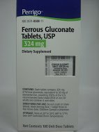 [BRSWIZY5BZ4Q4CLI] Ferrous Gluconate Tablets 324mg. 100 Tablets, Blister Packs