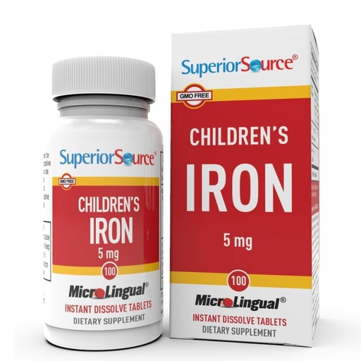 [BRSWIZQRO4PAMCAZ] Superior Source Children?s Iron 5 mg - Ferrous Fumarate Supplement for Kids - Iron Supplement for Cell Health & Development Support - Supplement Tablets for Toddlers - 100 Instant Dissolve Tablets