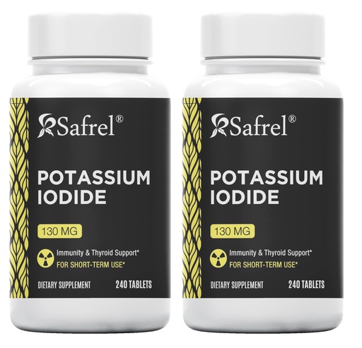 [BRSRMGQNOZ7RUAIZ] Safrel Potassium Iodide 130 mg, 240 Tablets | Made in USA | Non-GMO Verified | Ki Pills Potassium Iodine Tablets - (240 Count (Pack of 2)