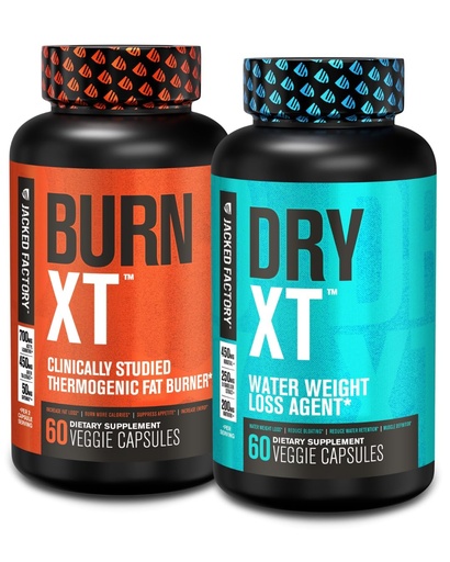 [BRSW2EIPCQPQM23J] Jacked Factory Burn-XT Thermogenic Fat Burner - Weight Loss Supplement & Appetite Suppressant - 60 Capsules & Dry-XT Water Weight Loss Diuretic Pills - 60 Count (Pack of 2)