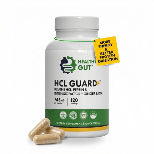 [BRSW2GT7PMPBEAY3] Healthy Gut HCL Guard | Betaine HCl with Pepsin | Betaine Hydrochloride Digestive Supplement w/Organic Ginger Root & DGL | 60 Servings