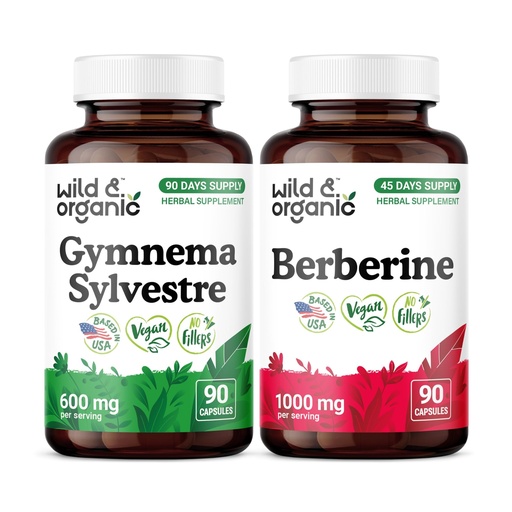 [BRSRGHYCCEPA4H3D] Wild & Organic Gymnema Sylvestre 90 Capsules & Berberine 90 Capsules
