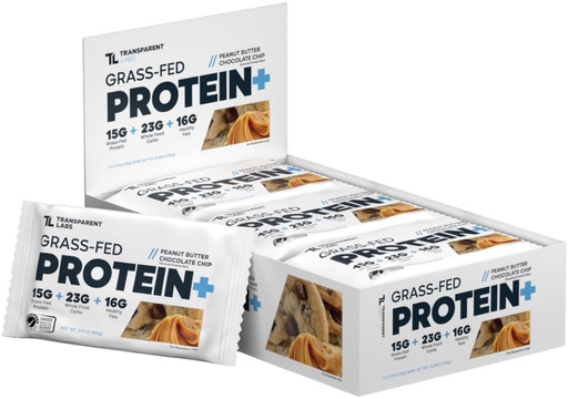 [BRSREHD6BYHQO3DO] Transparent Labs Protein+ Bars - Whole-Food Protein Bars w/ 15g+ Grass-Fed Whey & Egg Whites Protein, Natural Peanut & Almond Butter, No Artificial Sweeteners - Peanut Butter Chocolate Chip, 12 Bars