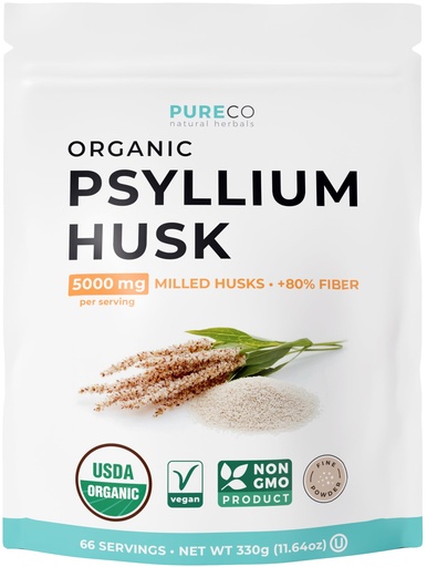 [BRSRGFQOAQIA2FDV] Psyllium Husk Powder Organic Certified - Finely Ground Whole Psyllium Husk Organic Fiber Powder for Baking Smoothies & More - Vegan Gluten Free Non-GMO & Filler Free Soluble Fiber (66 Servings)