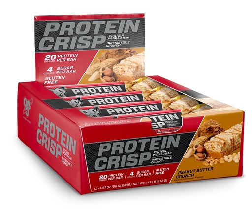 [BRSWKHY5BIDGIE3K] BSN Protein Crisp Bar, Peanut Butter Crunch, 20 Gram Protein Snack Bars with Whey and Fiber, Gluten-Free Crunchy Energy Bars for Workout, Fitness, On-the-Go, 12 Count