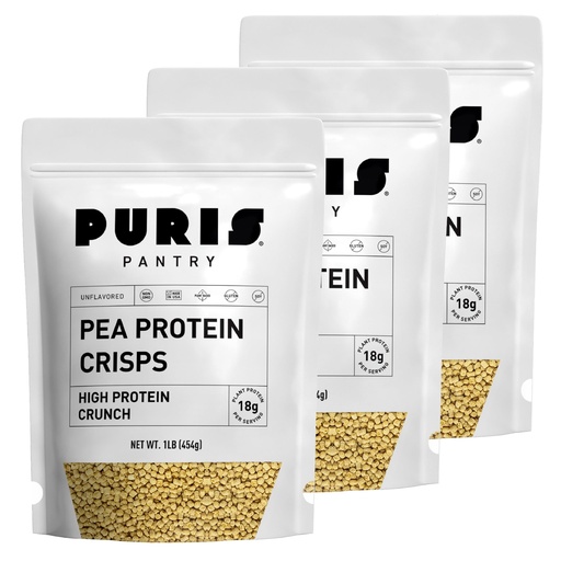 [BRSREAYPCIFQKC3X] PURIS Pea Protein Crisps – Plant-Based Crunch | 18g Per Serving | Non-GMO Gluten-Free Soy-Free | No Sugar | Clean Label Inclusion for Snacks, Bars & Baking | Made in USA | Unflavored | 1 lb (3 Pack)