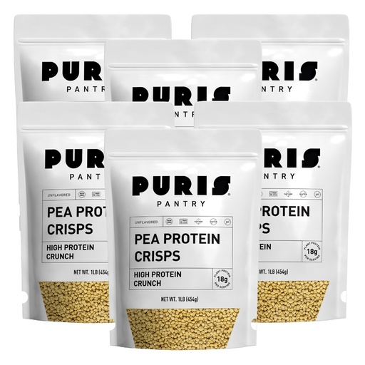 [BRSREAALOJYBUCL7] PURIS Pea Protein Crisps – Plant-Based Crunch | 18g Per Serving | Non-GMO Gluten-Free Soy-Free | No Sugar | Clean Label Inclusion for Snacks, Bars & Baking | Made in USA | Unflavored | 1 lb (6 Pack)