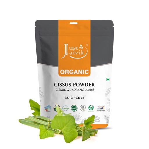 [BRSWYFTQC4IQYYLO] Just Jaivik 100% Organic Cissus Powder - 227 gm / 0.5 lb | Herbal Supplement for Bone and Muscle Health | USDA Certified Organic | (Hadjod) Cissus Quadrangularis Powder