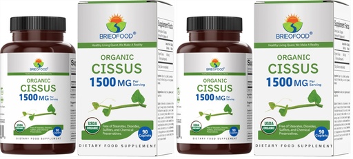 [BRSRGGQZC57BUFA7] Brieofood Organic Cissus Quadrangularis 1500mg, 45 Servings, Vegetarian, Gluten Free, 90 Vegetarian Tablets (Pack of 2)