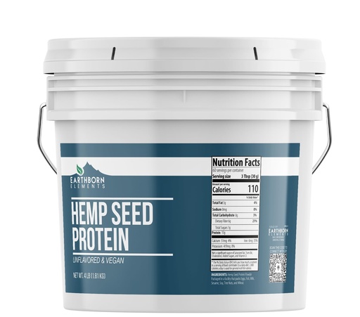 [BRSRMAAFAUIBUADU] Earthborn Elements Hemp Seed Protein 1 Gallon Bucket, Smoothies & Shakes, Vegan (4 Pound)