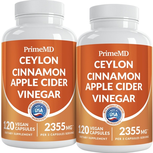[BRSW2BQTCN7QIEQ2] 5-in-1 Ceylon Cinnamon Capsules 2355mg - Apple Cider Vinegar Capsules with Turmeric, Panax Ginseng & Bioperine - Cinnamon Supplements for Women & Men - Non-GMO, Vegan, Gluten-Free (120 Ct) (2-Pack)