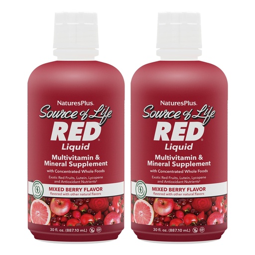 [BRSWYBLQDN6BYCD4] NaturesPlus Source of Life RED Multivitamin Liquid - 30 oz, Pack of 2 - Energy & Immune Support - with Exotic Red Fruits, Lycopene & Lutein - Vegetarian & Gluten Free - 60 Total Servings