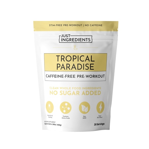 [BRSREHTQDEPG2A3P] JUST INGREDIENTS Pre-Workout – Tropical Paradise| 30 Servings| Caffeine-Free| BCAA Blend, Beta Alanine, Citrulline Malate, Ginseng, Maca Root, Taurine| Supports Energy & Endurance
