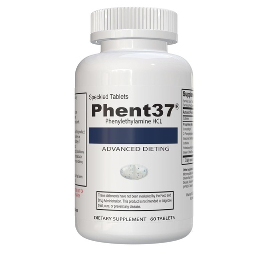 [BRSROBALPMAWGDTA] Phent37 (1 Bottle - 60 Tablets) phenylethylamine HCL - Advanced Dieting | Speckled Tablets - Dietary Supplement
