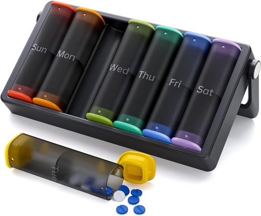 [BRSRAAIKO57GMAYZ] Weekly Pill Organizer 1 Time a Day(Black) and Weekly Pill Organizer 2 Times a Day(Translucent-Black)