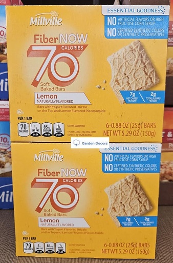 [BRSRAGQ6AQFAEHTH] Fiber NOW Millville 70 Calories Soft Baked Bars Lemon 5.29oz 150g (Two Boxes)