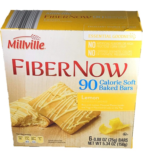 [BRSWGCYKAEGWYE3J] Millville FiberNow Lemon Soft Baked Bar 90 Calories