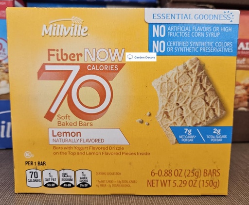 [BRSRAGQ6AQARSDTU] Fiber NOW Millville 70 Calories Soft Baked Bars Lemon 5.29oz 150g